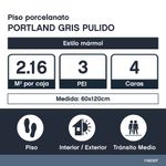 Piso Porcelanato Portland Color Beige Pulido Rectificado de 60 x 120 cm en Caja de 2.16 m²