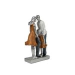 Figura Decorativa Familia de Cuatro Integrantes Color Plateado, Azul y Naranja