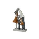 Figura Decorativa Familia de Cuatro Integrantes Color Plateado, Azul y Naranja
