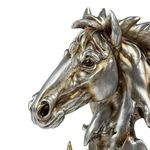 Figura Decorativa Cabeza de Caballo 27 cm Color Plateado y Dorado