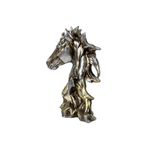Figura Decorativa Cabeza de Caballo 27 cm Color Plateado y Dorado