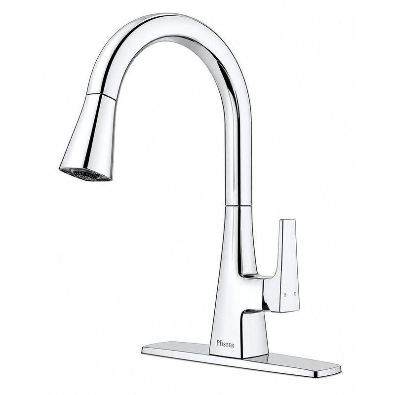 Grifo para Lavatrastos Pull Down Monocontrol con Cuello Alto Giratorio 360° en Acero Brillante