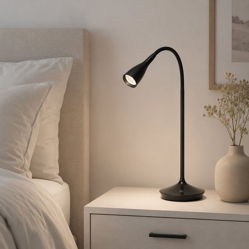 Lámpara LED de Escritorio Negra 2.5W Recargable