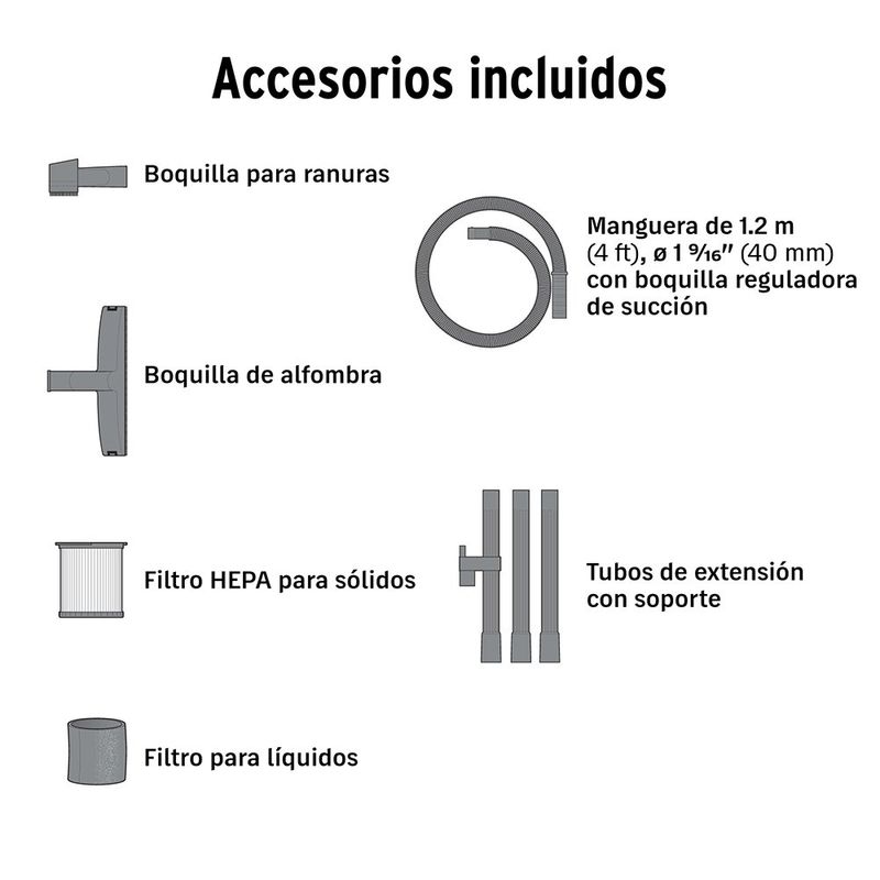 Aspiradora de Sólidos y Líquidos con Filtro HEPA de 3 galones