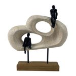 Figura Decorativa Siluetas en Nube Doble con Base Color Café y Negro