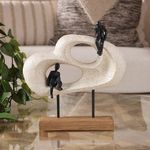 Figura Decorativa Siluetas en Nube Doble con Base Color Café y Negro