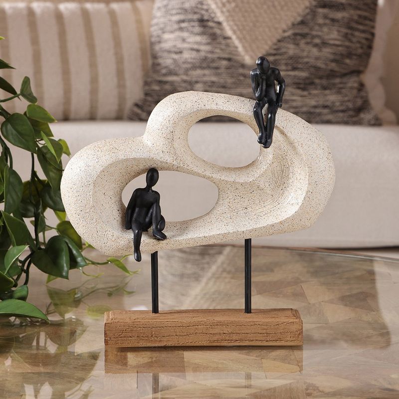 Figura Decorativa Siluetas en Nube Doble con Base Color Café y Negro