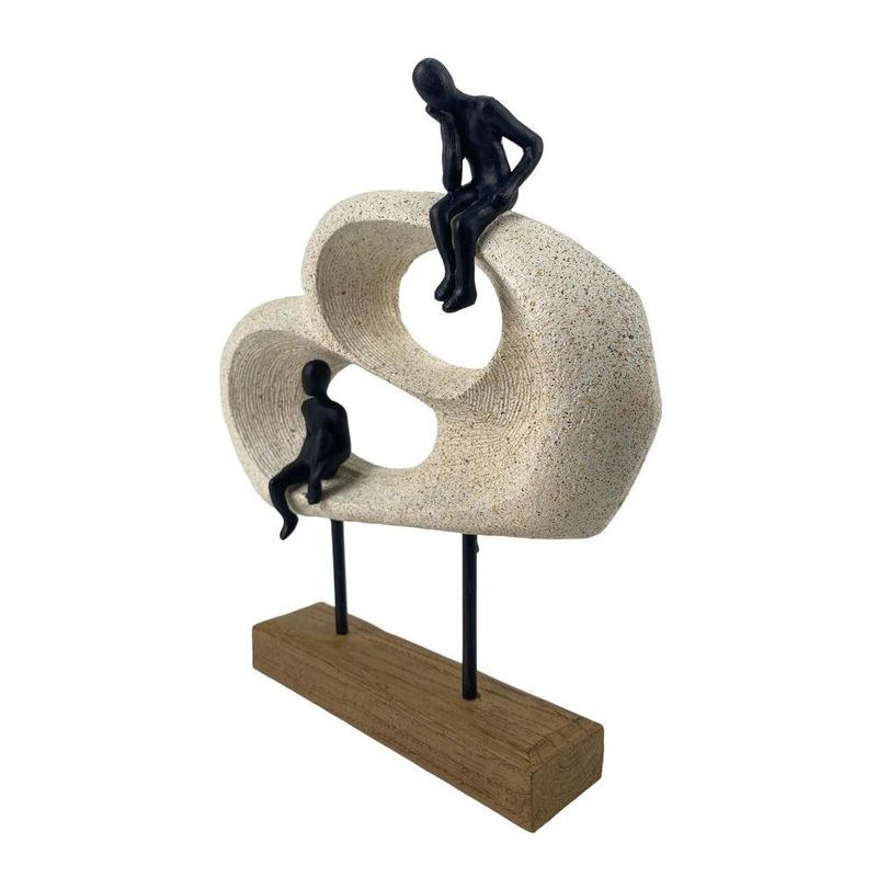 Figura Decorativa Siluetas en Nube Doble con Base Color Café y Negro