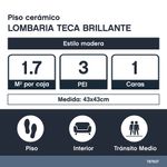 Piso Cerámico Lombaria Teca Brillante de 43 x 43 cm en Caja de 1.7 m²