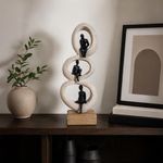 Figura Decorativa de Siluetas en Anillos con Base Color Café y Negro