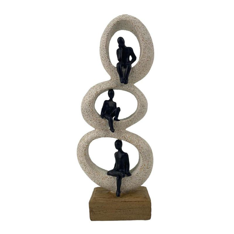 Figura Decorativa de Siluetas en Anillos con Base Color Café y Negro