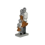 Figura Decorativa Familia de Tres 13 x 30 cm Color Plateado y Naranja