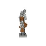 Figura Decorativa Familia de Tres 13 x 30 cm Color Plateado y Naranja