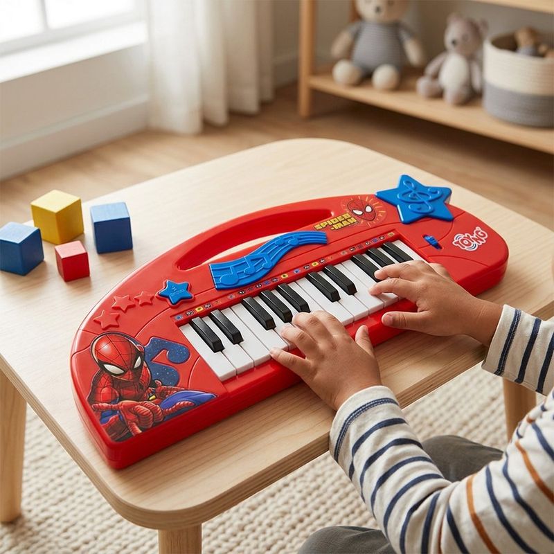 Teclado Musical Infantil de Spider-Man con 24 Teclas y Luces