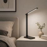 Lámpara LED de Escritorio Negra Ajustable con Función de Carga Integrada de 7.2W