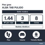 Piso Gres Alba Tabaco Acabado Pulido y Rectificado Color Café de 60 x 60 cm en Caja de 1.44 m²