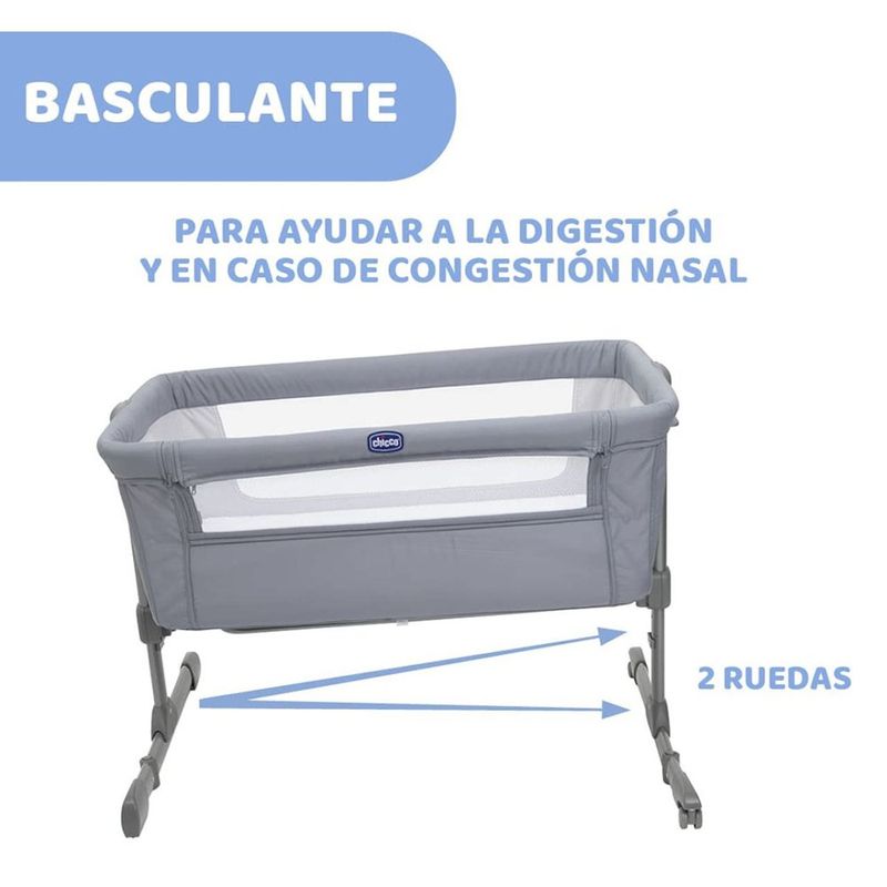 Cuna Ajustable en 6 Niveles de Altura con Ruedas y Bolsa de Transporte Color Gris