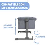 Cuna Ajustable en 6 Niveles de Altura con Ruedas y Bolsa de Transporte Color Gris