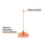 Rastrillo Abanico de Plástico Flexible de 23 Dientes con Mango de Madera 48 Plg