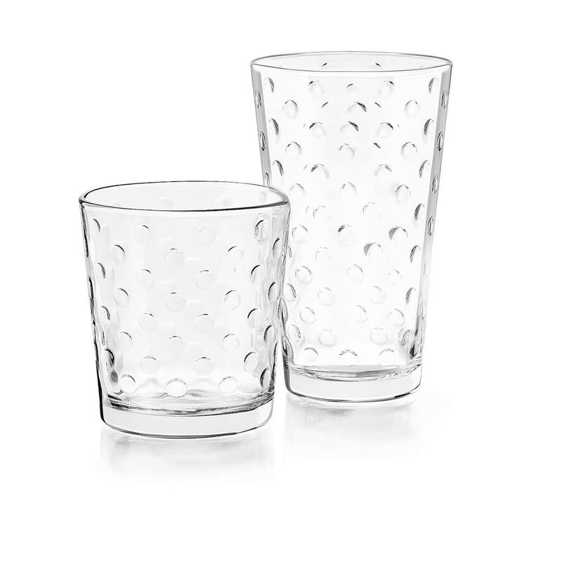 Set de 16 Vasos de 13 oz y 16 oz con Diseño de Lunares Transparente