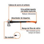 Hacha Michigan de Acero al Carbono 4 lb con Mango de Fibra de Vidrio 34 Plg