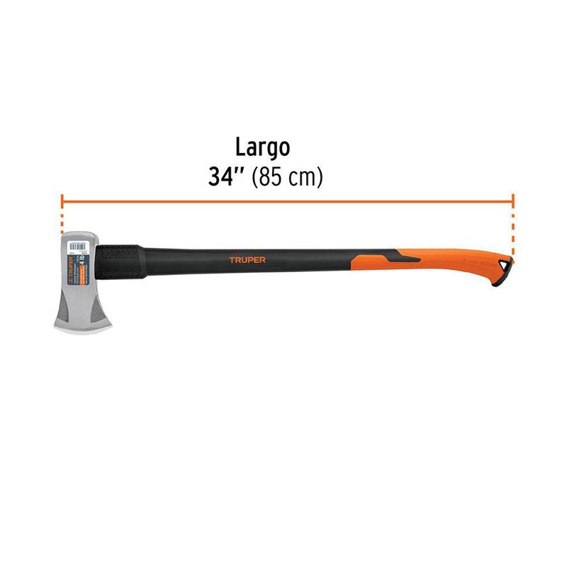 Hacha Michigan de Acero al Carbono 4 lb con Mango de Fibra de Vidrio 34 Plg