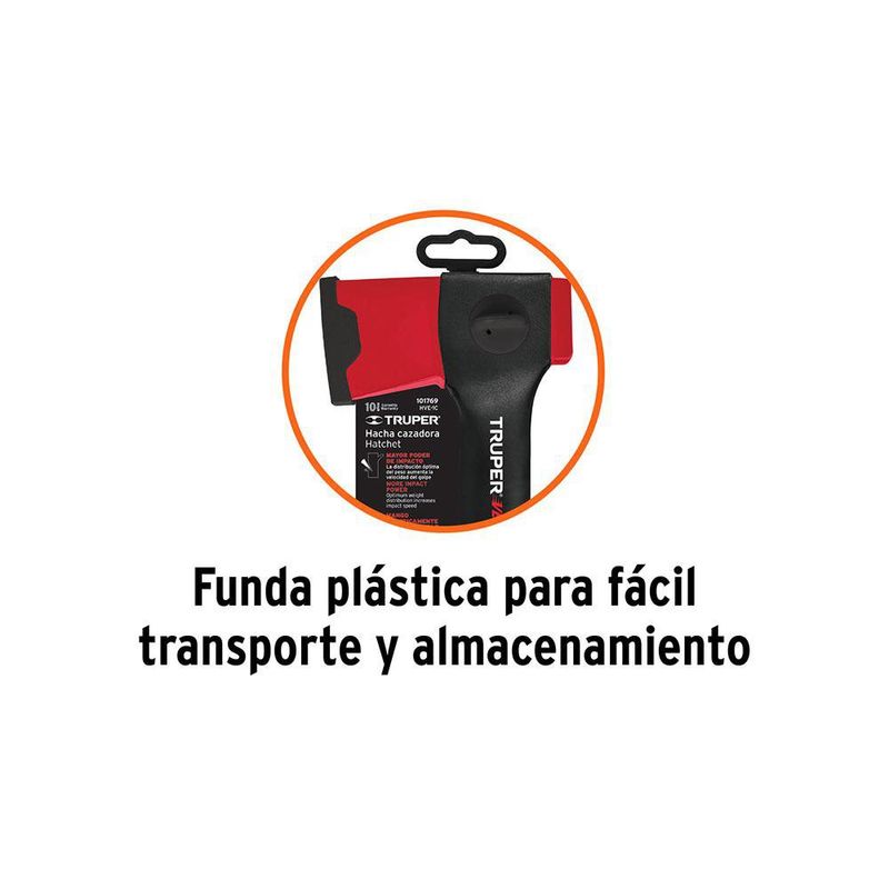 Hacha Cazadora de Acero al Carbono 1 lb con Mango de Nylon y Funda 9 Plg