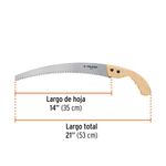 Serrucho de Poda Curvo de Acero SK5 con Mango de Madera 14 Plg
