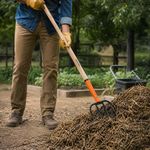 Bieldo para Jardín de Acero Forjado con 4 Dientes y Mango de Madera 48 Plg