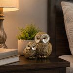 Búhos Decorativos con Efecto Mosaico Color Dorado