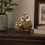 Búhos Decorativos con Efecto Mosaico Color Dorado