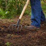 Cultivador de Jardín Forjado de 5 Dientes con Mango de Madera 60 Plg