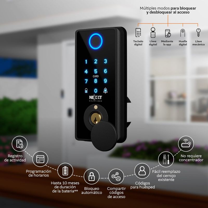 Cerradura Electrónica Inteligente Wi-Fi con Huella Color Negro