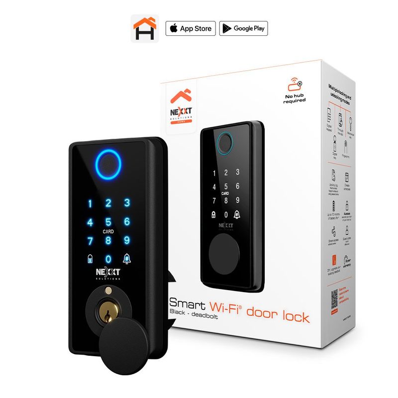 Cerradura Electrónica Inteligente Wi-Fi con Huella Color Negro