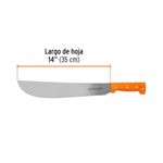 Machete Estándar de Hoja Pulida 14 Plg con Cacha Naranja Remachada