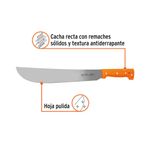 Machete Estándar de Hoja Pulida 14 Plg con Cacha Naranja Remachada
