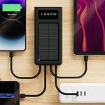 Power Bank Solar de 10,000 mAh con Cables Integrados en Color Negro