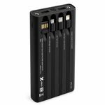 Power Bank Solar de 10,000 mAh con Cables Integrados en Color Negro