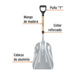 Pala Sanitaria de Aluminio con Mango de Madera y Puño "Y" 46 Plg