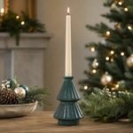Candelero Navideño Árbol de Navidad de Vidrio Verde Translúcido