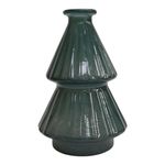 Candelero Navideño Árbol de Navidad de Vidrio Verde Translúcido