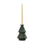 Candelero Navideño Árbol de Navidad de Vidrio Verde Translúcido