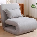 Sillón Sofá Billy Plegable con Almohada de 127 x 65 x 32 cm Gris Claro