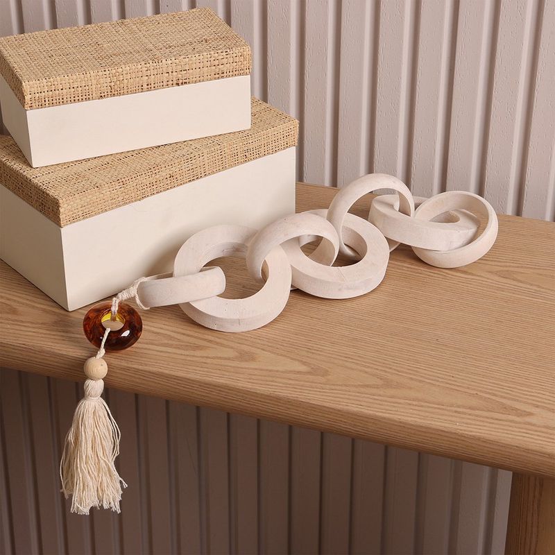 Cadena Decorativa con Borla 64 cm Color Blanco