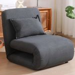 Sillón Sofá Billy Plegable con Almohada de 127 x 65 x 32 cm Gris Oscuro