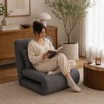 Sillón Sofá Billy Plegable con Almohada de 127 x 65 x 32 cm Gris Oscuro