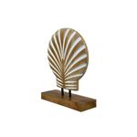 Concha Decorativa de Mesa 20 x 25 cm con Base de Madera Natural