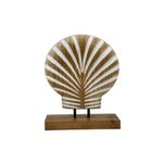 Concha Decorativa de Mesa 20 x 25 cm con Base de Madera Natural