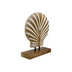 Concha Decorativa de Mesa 20 x 25 cm con Base de Madera Natural