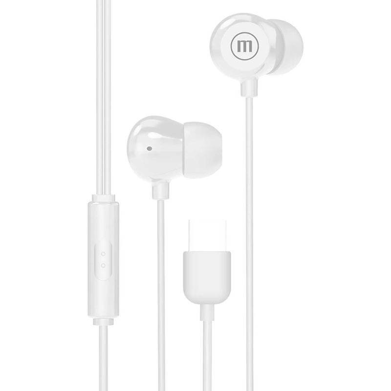 Audífonos Alámbricos Maxell IN-BAX USB-C con Micrófono Color Blanco